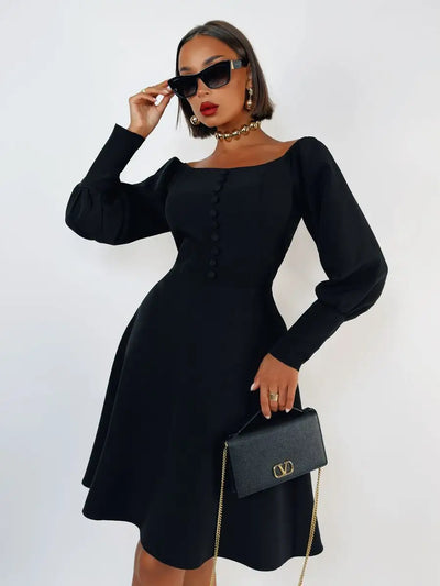 Nocturna – Robe Noire Épaules Dénudées