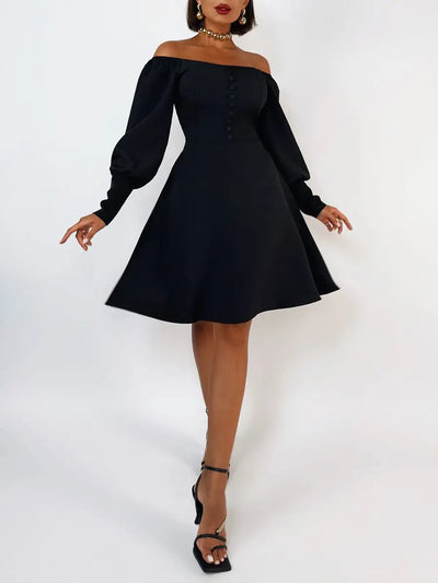 Nocturna – Robe Noire Épaules Dénudées